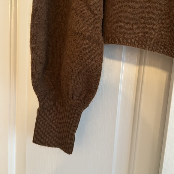Cami NYC Maya Cardigan Merino Wool in Cream Taupe and Brown - Picture 6 of 10